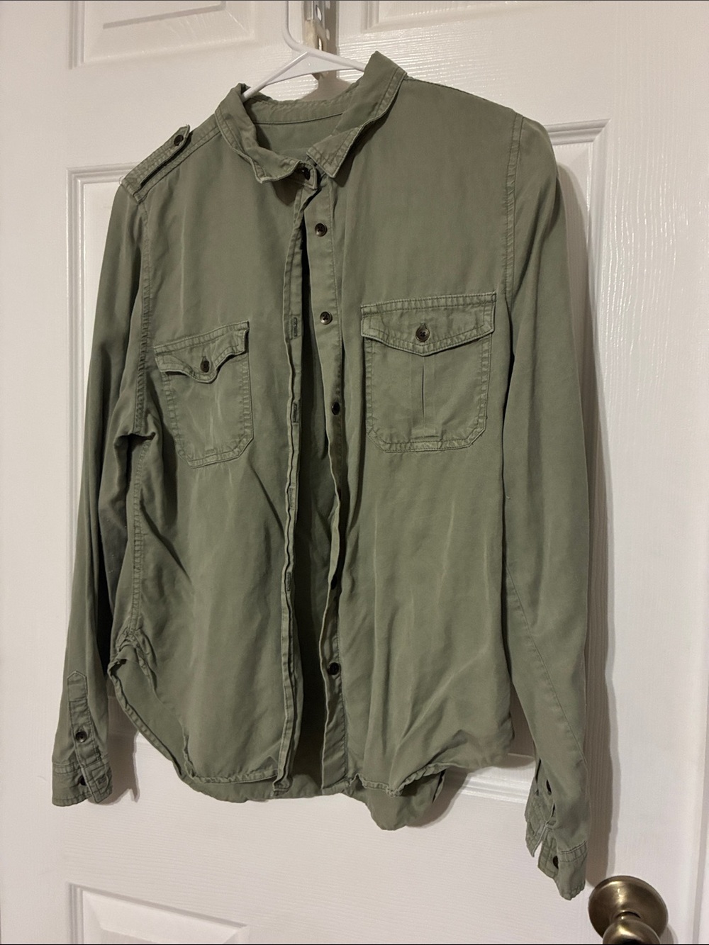 Universal Thread Olive Military-Style Button Front Shirt Jacket